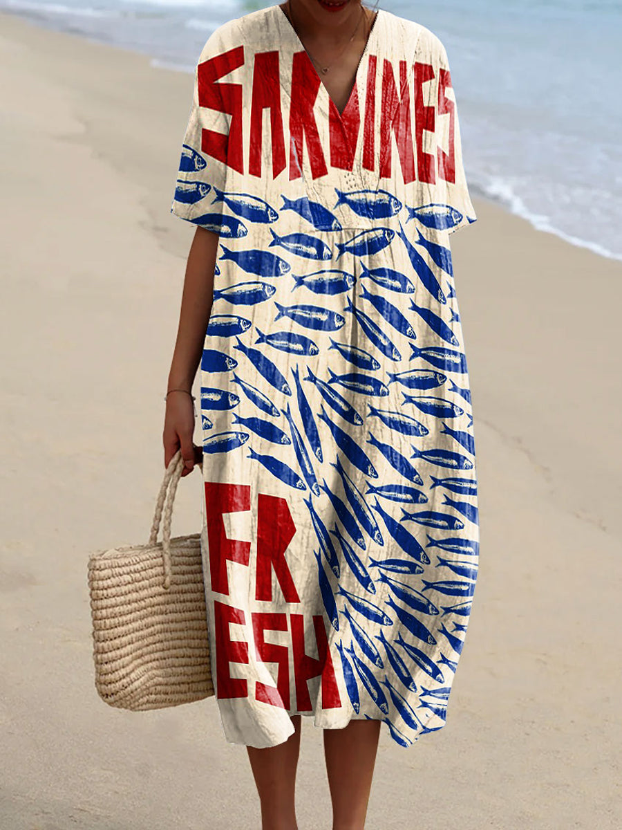 Susan - Sardines Print Dress