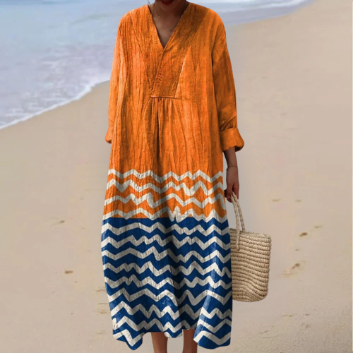 Marguerite - Orange Dress with Contrasting Dots