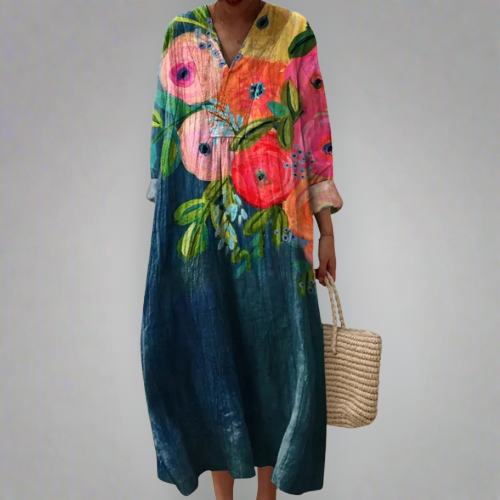 Olive - Leaf and Mandala Flower Dress