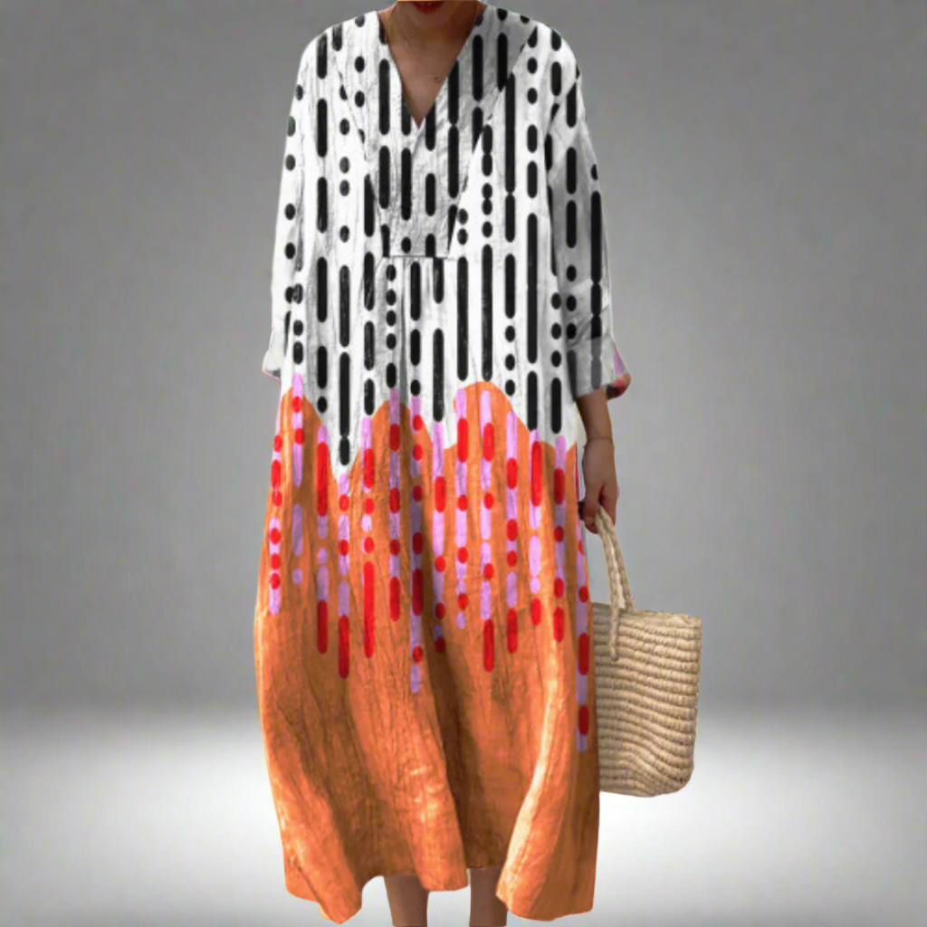 Janet - Abstract Drip Print Maxi Dress