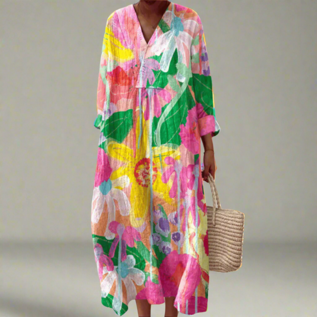 Linda - Watercolour Bloom Breezy Maxi Dress
