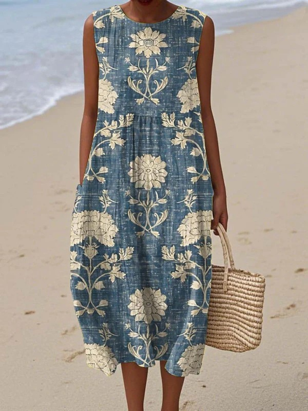 Daphne - Classic Midi Dress with Floral Pattern