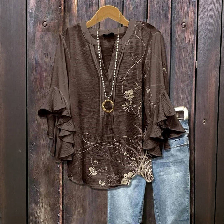 Cocoa Bloom – Floral Swirl Blouse