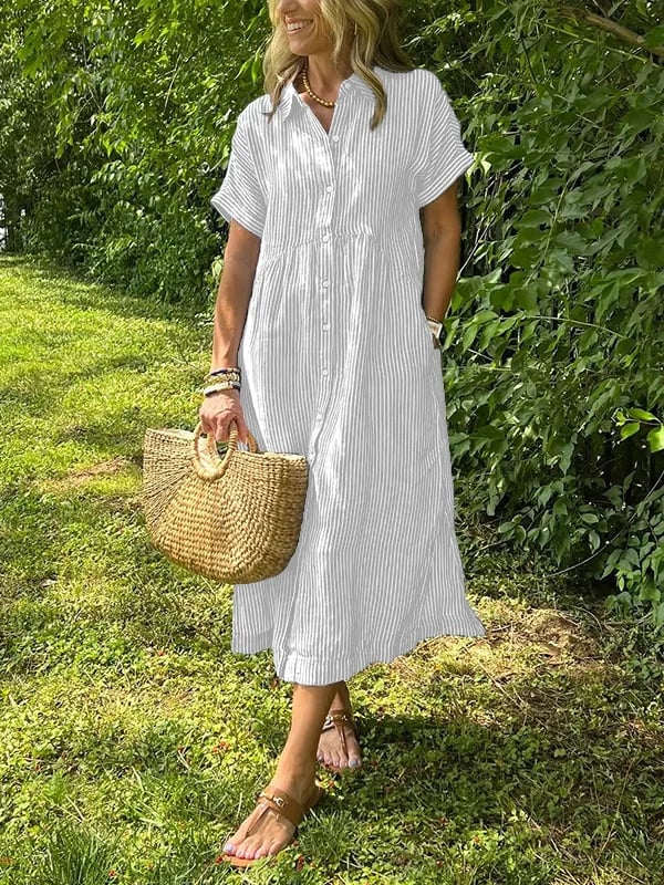 Beatrice - Striped Shirt Dress