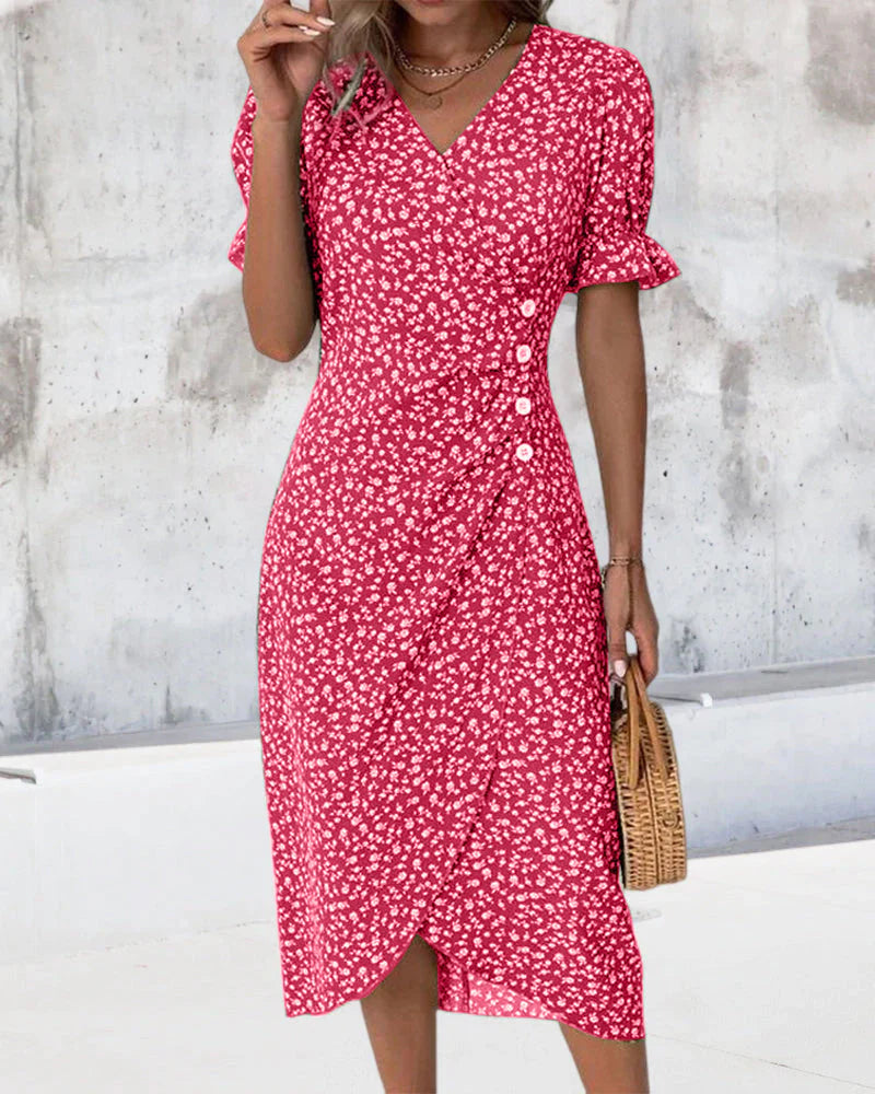 Dianne - Button Wrap Midi Dress