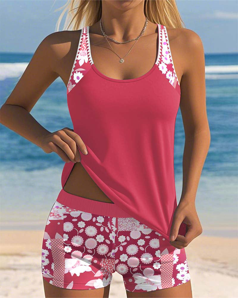 Hazel - Floral Print Two-Piece Swim Set
