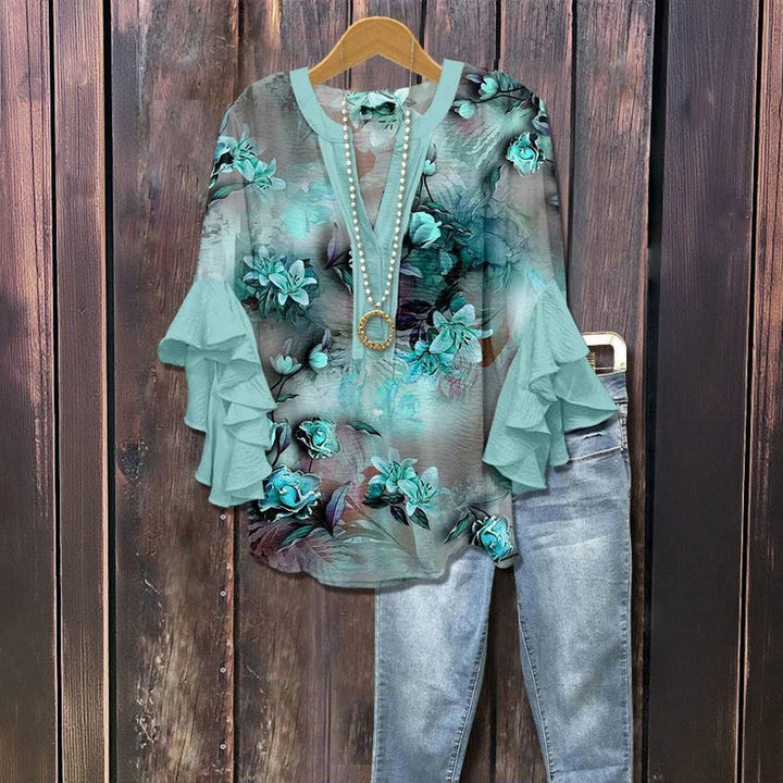 Ocean bloom - floral chiffon blouse