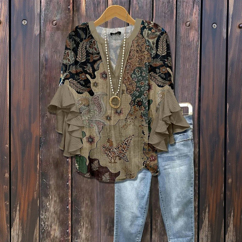 Boheme tapestry - vintage patch blouse