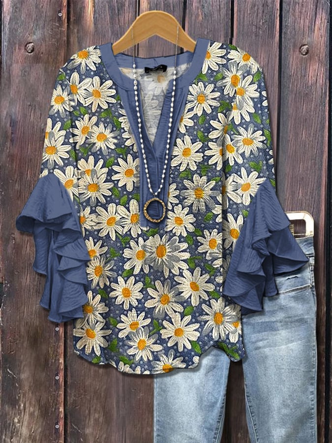 Daisy Bloom - Floral ruffle blouse