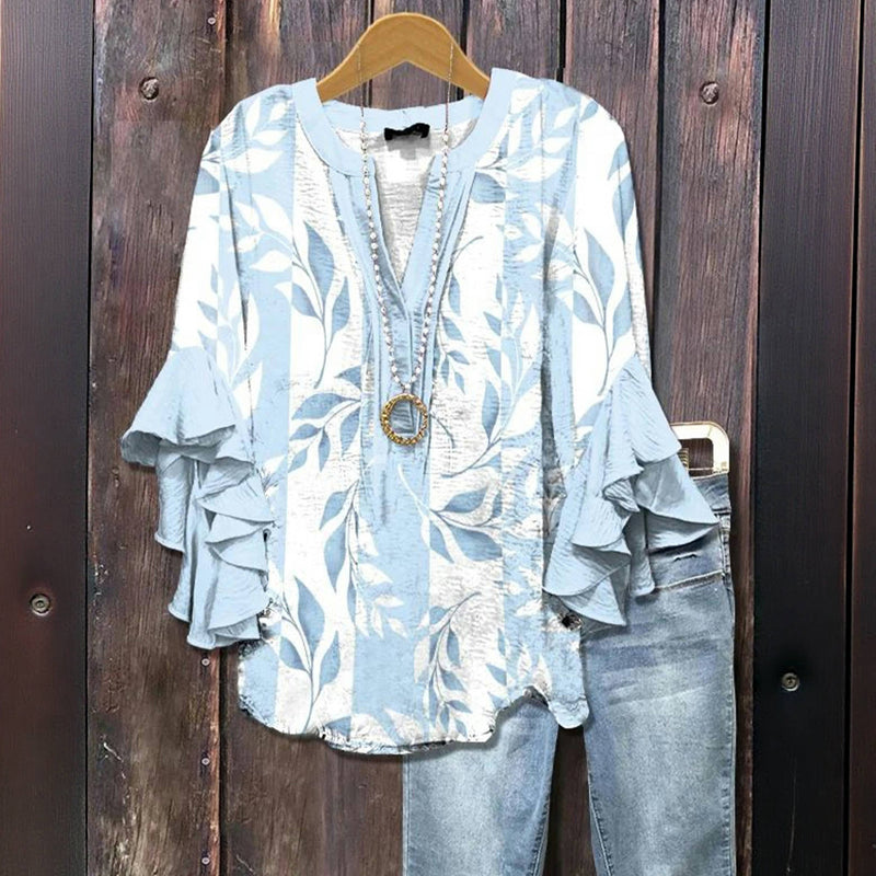 Misty Vine - ruffled leaf blouse