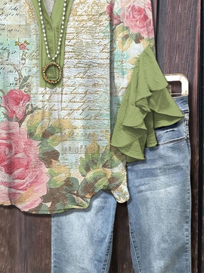 Elodie Garden - Vintage rose blouse