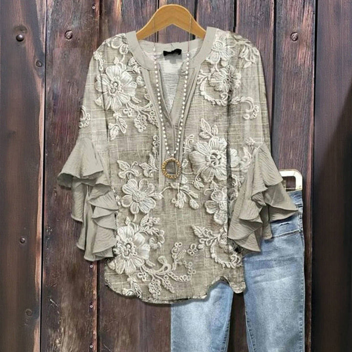 Linnen Bloom - tonal floral blouse