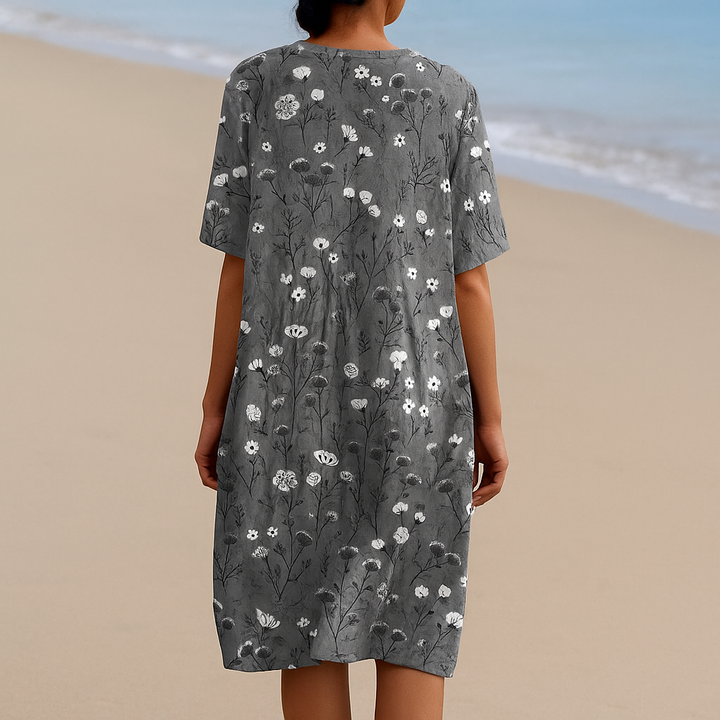 Violet - Gray Dress with White Flowers