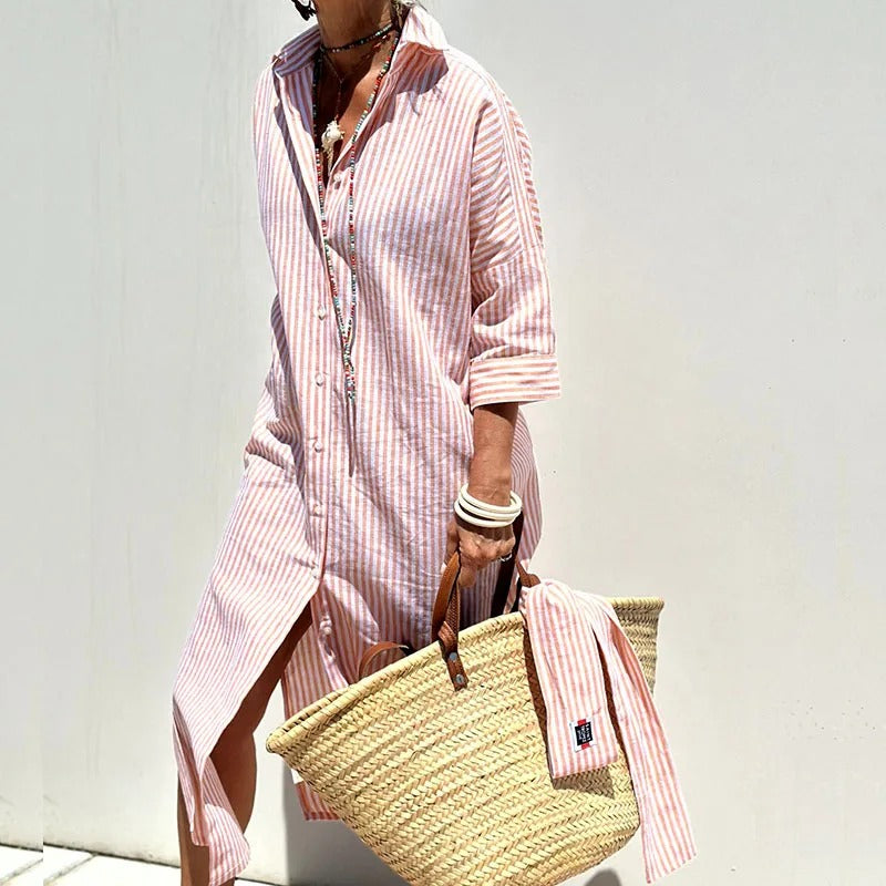 Christine – Breezy Striped Shirt Dress