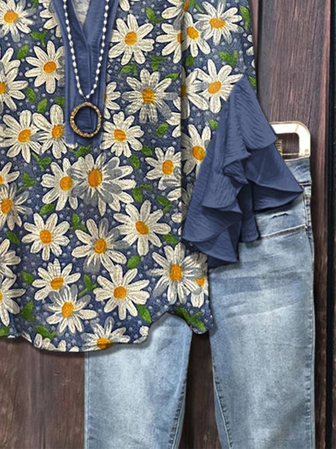 Daisy Bloom - Floral ruffle blouse