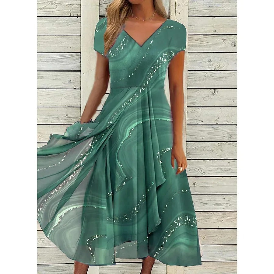 Valerie – Elegant V-neck Midi Dress