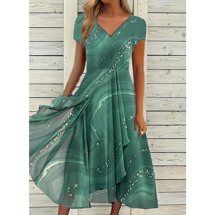 Valerie – Elegant V-neck Midi Dress